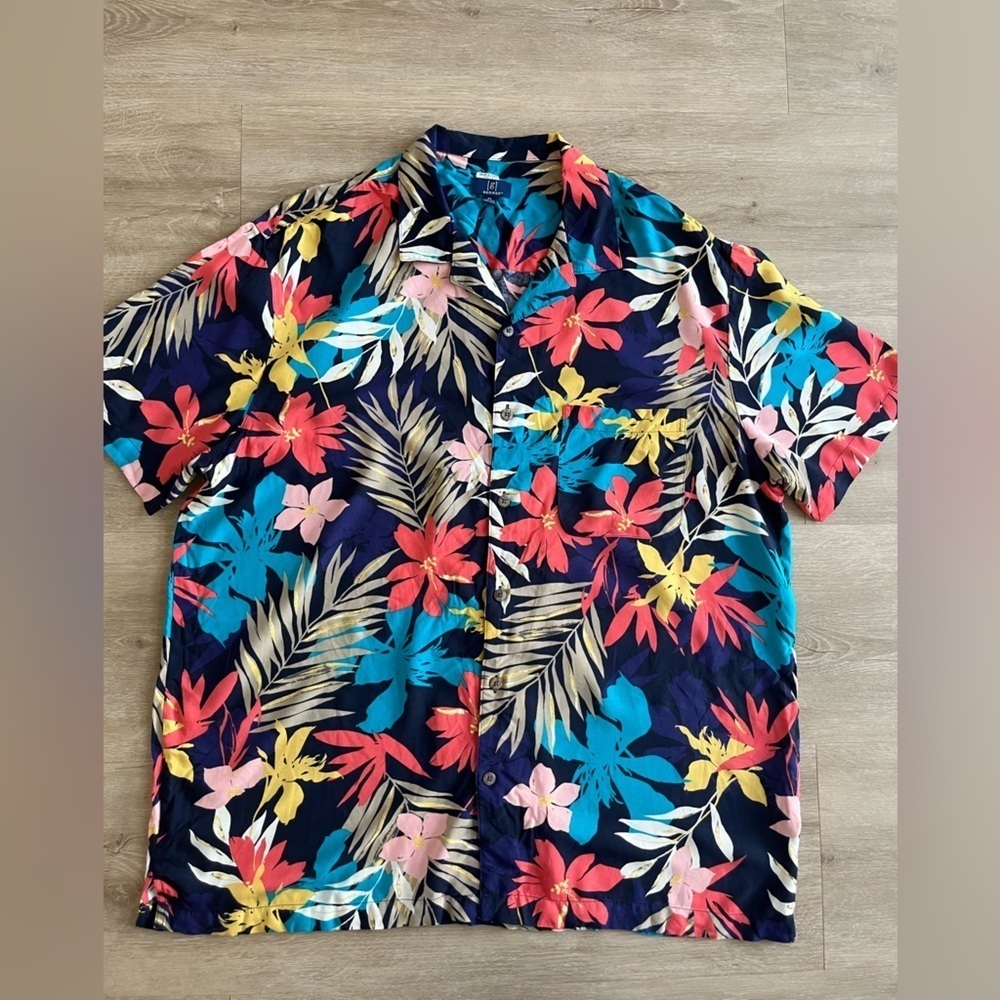 George Floral Print Button Down Hawaiian SZ XL